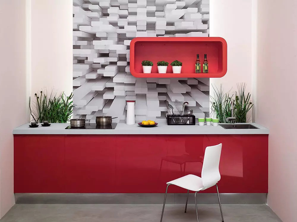 Wallpaper 3D-Photo pentru bucătărie (43 fotografii): Alegeți un fundal frumos 3D pentru pereți în interior, lavabil și alte tipuri de imagini de fundal stereoscopic pentru bucătărie de diferite zone 21116_8