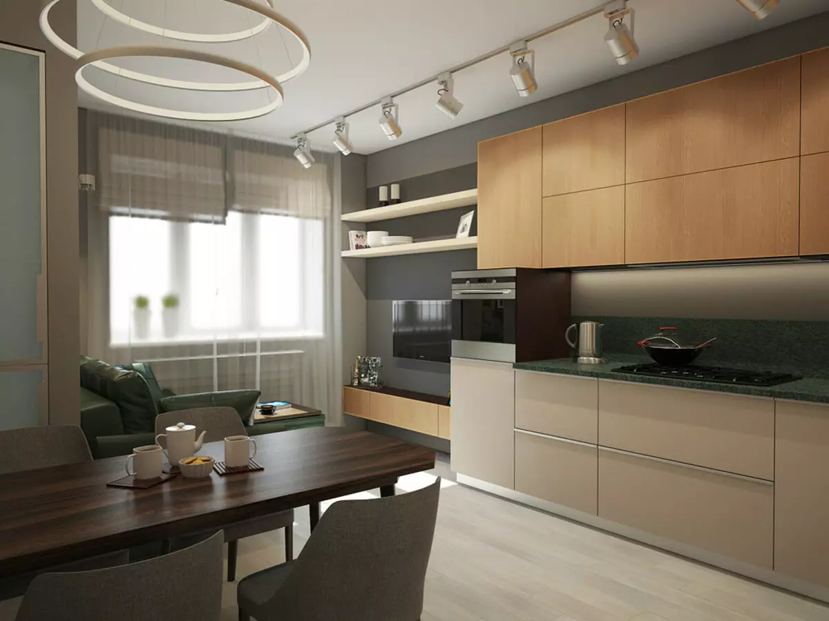 Бежово-кафява кухня (48 снимки): проектиране и избор на кухня слушалки в шоколадови-бежов цвят, примери в интериора 21119_9