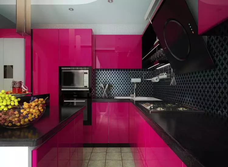 Rosa kök (87 foton): Välj ett kökshuvud i seron och vitrosa färg i inredningen. I vilka färger väljer du tapeter på väggarna? 21121_46