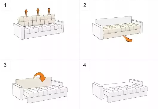 Sofa dengan tempat tidur di dapur (73 foto): Sofa dapur lurus dan model lembut sudut sempit. Sofa Double dan Model Saiz Lain 21130_54
