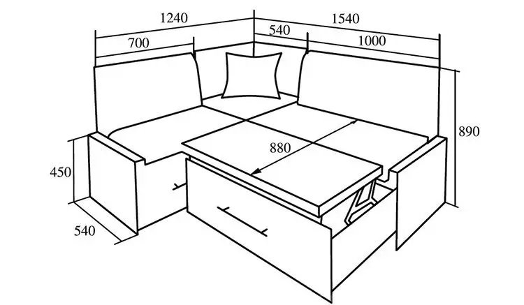 부엌의 잠자는 곳이있는 소파 (73 사진) : 스트레이트 주방 소파와 좁은 각도 소프트 모델. 이중 소파 및 다른 크기의 모델 21130_66