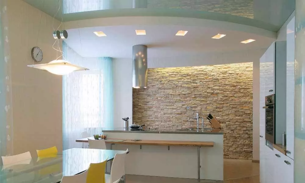 Стелі з гіпсокартону на кухні (75 фото): дворівневі підвісні гіпсокартонні стелі в дизайні кухні, варіанти фігур на стелі 21137_5