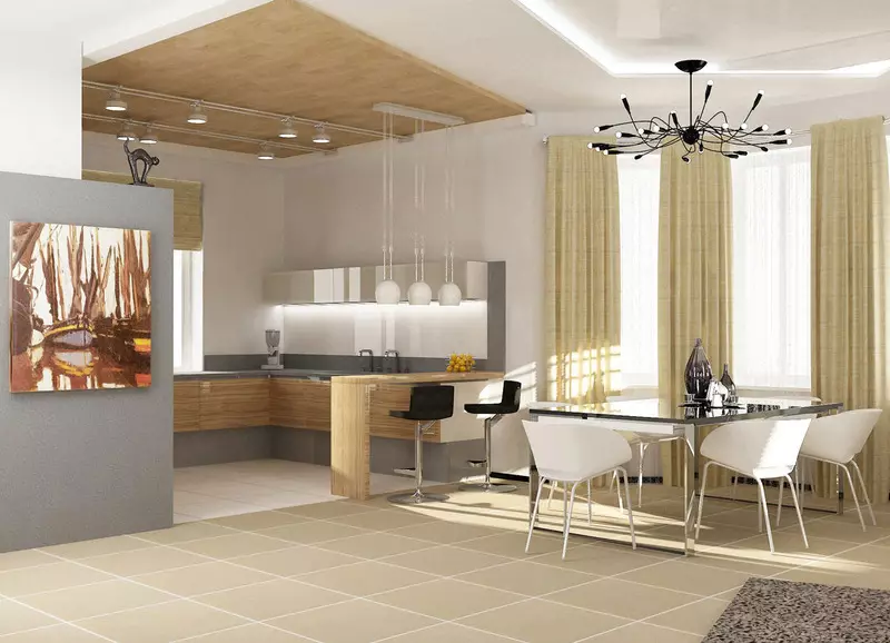 Стелі з гіпсокартону на кухні (75 фото): дворівневі підвісні гіпсокартонні стелі в дизайні кухні, варіанти фігур на стелі 21137_58