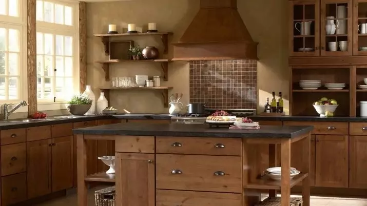 Brown Virtuvės (91 nuotraukos): virtuvės ausinės šviesos, tamsos ir pilkos rudos spalvos interjere. Kokiuose tonuose ir dizaine pasirinkite sienų tapetą? 21143_60