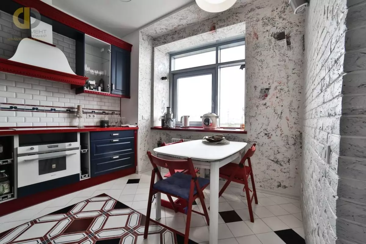 Nhà bếp màu đỏ và đen (77 ảnh): Góc và nhà bếp thẳng Giáng sinh và nhà bếp trắng thiết kế trong thiết kế nội thất, bếp bóng màu đỏ và đáy đen 21144_61
