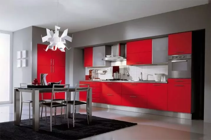 Nhà bếp màu đỏ và đen (77 ảnh): Góc và nhà bếp thẳng Giáng sinh và nhà bếp trắng thiết kế trong thiết kế nội thất, bếp bóng màu đỏ và đáy đen 21144_75