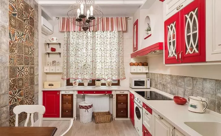 Cociña vermella e branca (65 fotos): BLANCA COCIÑA DA COCIÑA Fondo vermello en deseño de interiores. Que fondos de pantalla se axusten ás auriculares da cociña en cor vermella-branca? 21146_34