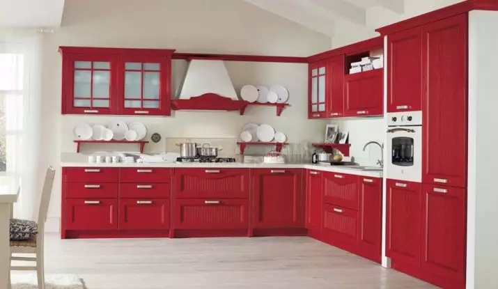 Cociña vermella e branca (65 fotos): BLANCA COCIÑA DA COCIÑA Fondo vermello en deseño de interiores. Que fondos de pantalla se axusten ás auriculares da cociña en cor vermella-branca? 21146_50