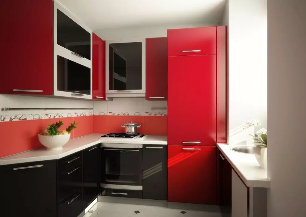 Cociña vermella e branca (65 fotos): BLANCA COCIÑA DA COCIÑA Fondo vermello en deseño de interiores. Que fondos de pantalla se axusten ás auriculares da cociña en cor vermella-branca? 21146_63