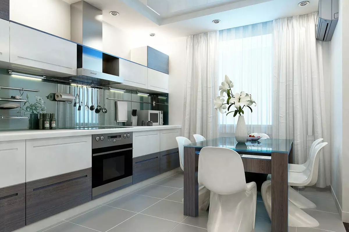Šviesiai virtuvė (99 nuotraukos): gražios ausinės į ryškias spalvas interjero dizainas, modernus virtuvės dizainas su ryškiais akcentais 21147_50