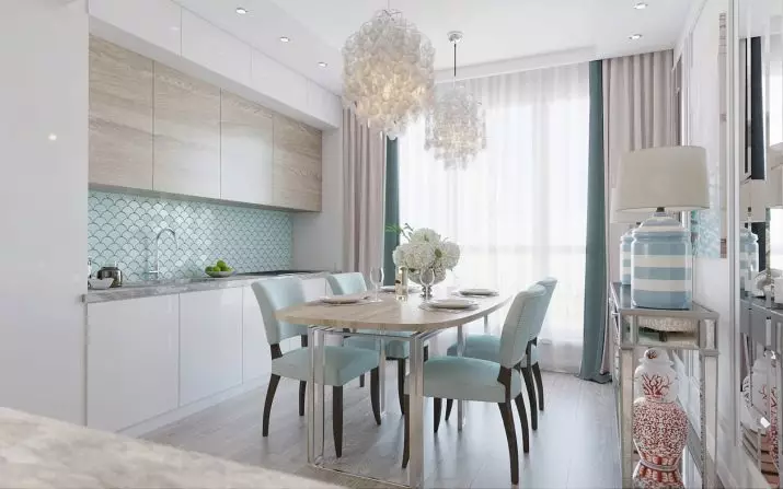 Cucina leggera (99 foto): Belle cuffie in colori vivaci nel design degli interni, design moderno della cucina con accenti luminosi 21147_96