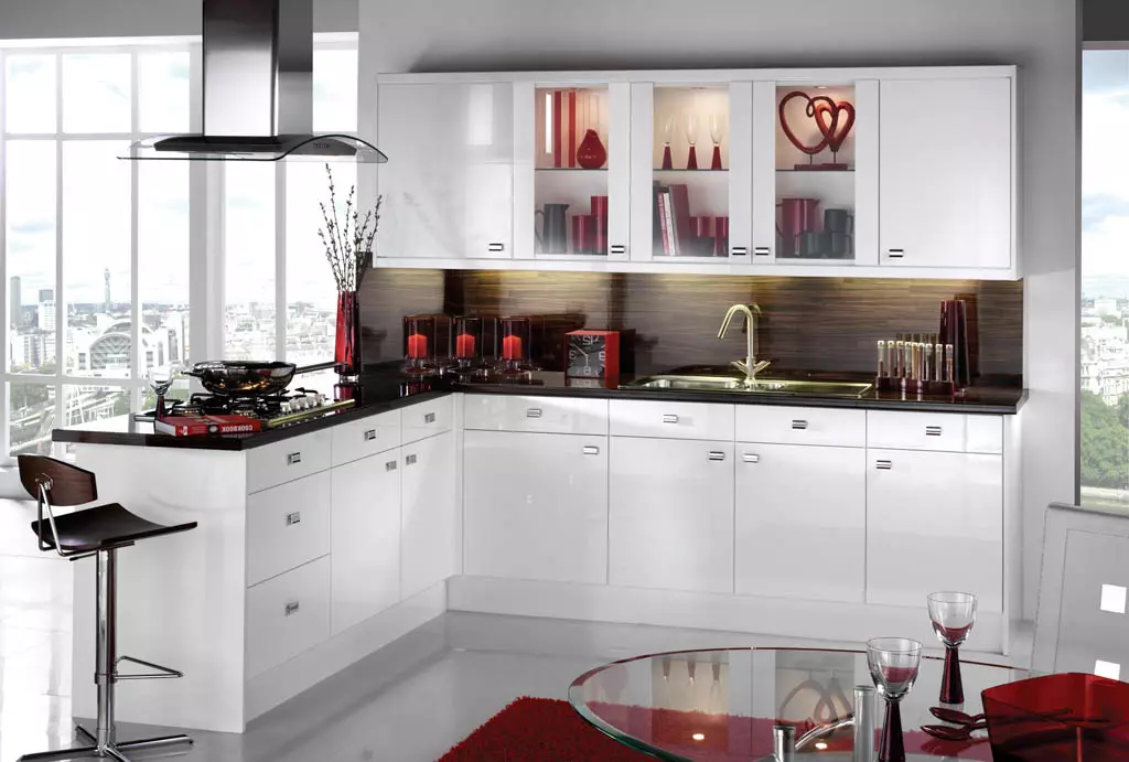 黑白廚房（105張照片）：黑色和白色廚房在室內設計，廚房用黑色電器，黑色和白色廚房用不同的款式。什麼調味？ 21148_48
