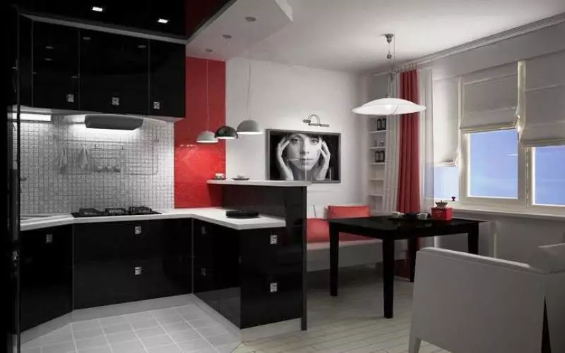 Ασπρόμαυρη κουζίνα (105 φωτογραφίες): ασπρόμαυρη κουζίνα σε εσωτερικό σχεδιασμό, κουζίνα με μαύρες συσκευές, ασπρόμαυρη κουζίνα σε διαφορετικά στυλ. Ποιοι ήχοι θα ταιριάζουν; 21148_49