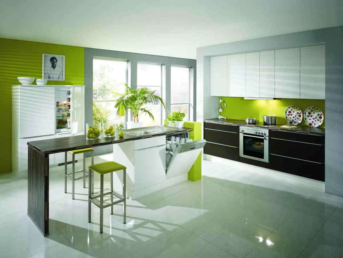 Sort og hvidt køkken (105 billeder): sort / hvid køkken beliggende i indretning, køkken med sorte apparater, sort / hvid køkken i forskellige stilarter. Hvilke toner passer? 21148_52
