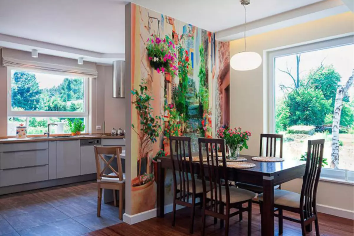 Ѕид декор во кујната (56 фотографии): Како да се украсуваат ѕидовите со налепници? Опции за украсување празни ѕидови со плочи во модерен стил. Примери на Интеррера 21150_19