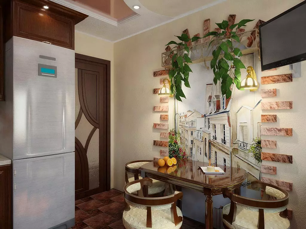 Ѕид декор во кујната (56 фотографии): Како да се украсуваат ѕидовите со налепници? Опции за украсување празни ѕидови со плочи во модерен стил. Примери на Интеррера 21150_4
