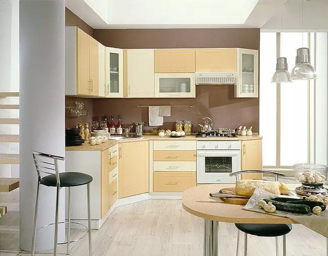 Cozinhas de pêssego (61 fotos): nuances do fone de ouvido de cozinha de cores de pêssego no interior, combinação de pêssego com outras cores, opções de design 21151_18