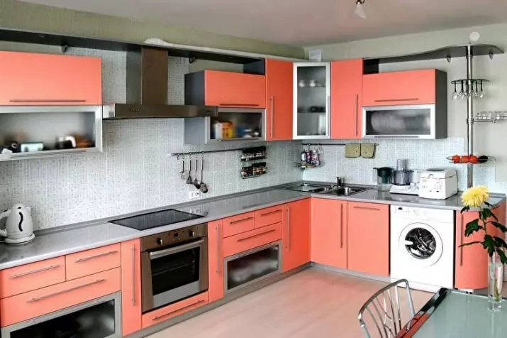 पीच स्वयंपाकघर (61 फोटो): अंतर्गत रंग, डिझाइन पर्यायांसह पीच संयोजन, पीचचे संयोजन 21151_3