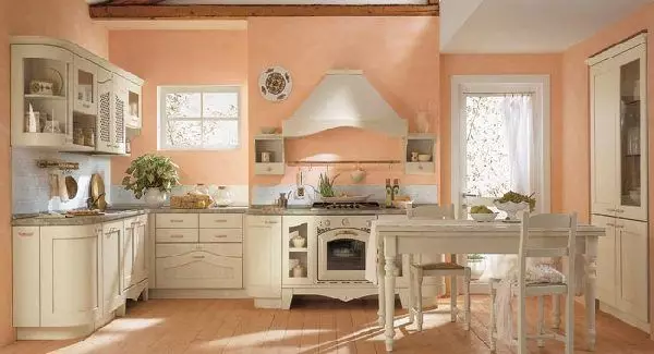 Peach köögid (61 fotot): virsiku värvide köögi peakomplekti nüansse sisemuses, virsiku kombinatsioon teiste värvidega, disainilahenduste 21151_46