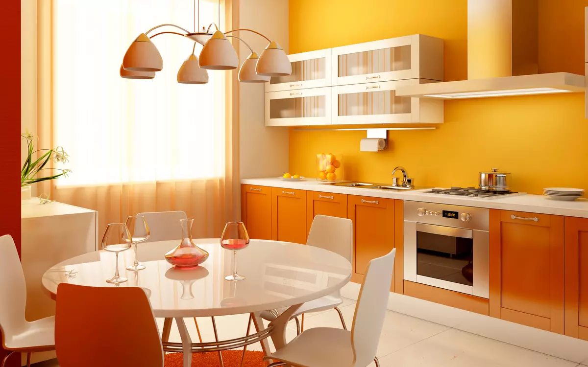 Peach köögid (61 fotot): virsiku värvide köögi peakomplekti nüansse sisemuses, virsiku kombinatsioon teiste värvidega, disainilahenduste 21151_48