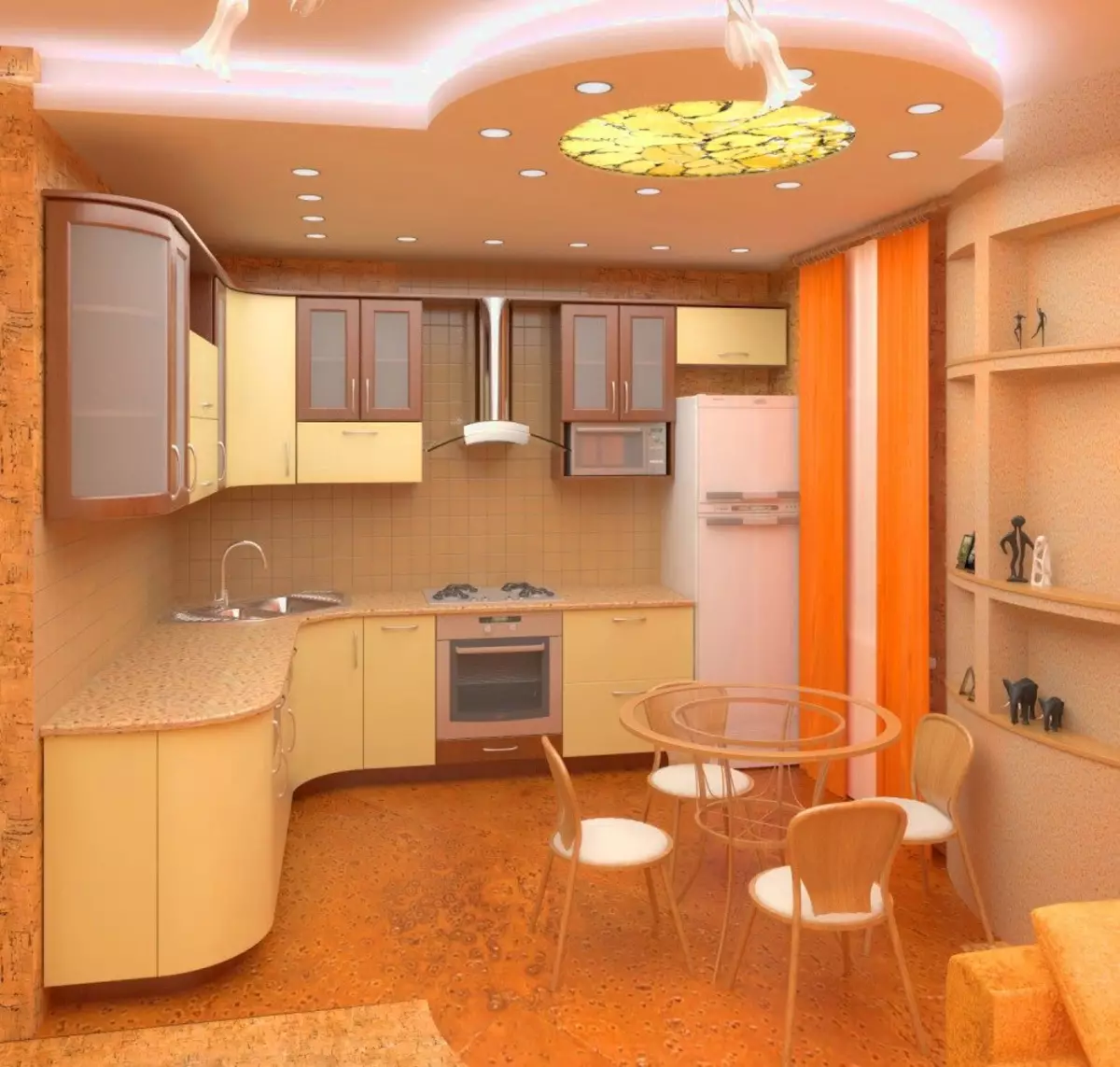 Peach köögid (61 fotot): virsiku värvide köögi peakomplekti nüansse sisemuses, virsiku kombinatsioon teiste värvidega, disainilahenduste 21151_56