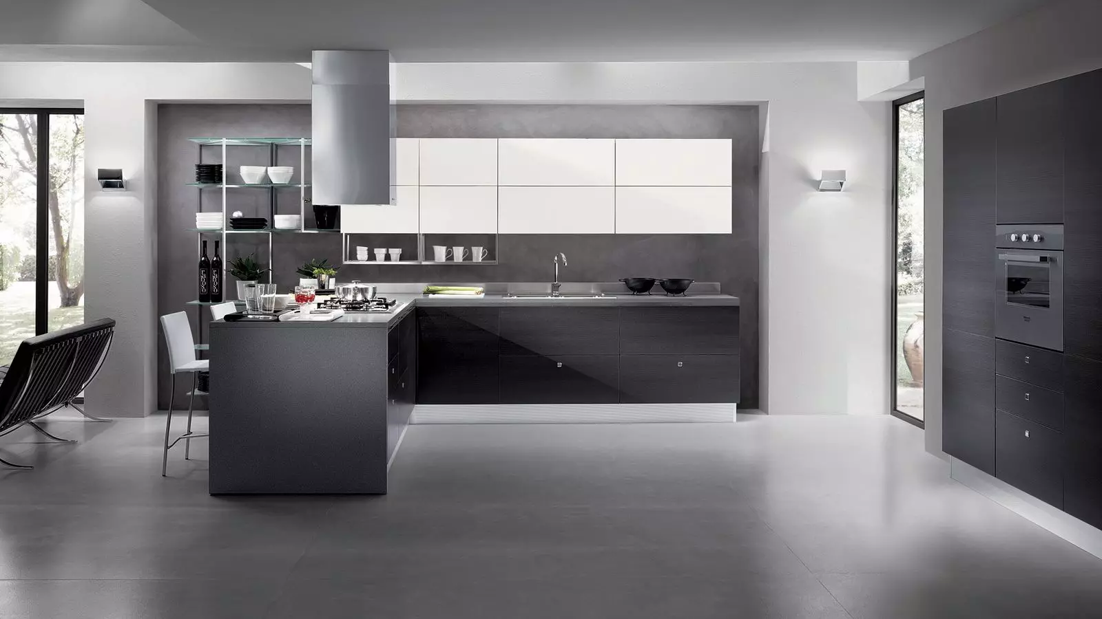 Kitchens Wenge（75张照片）：厨房耳机与白色和米色，室内设计例子与角落厨房的厨房 21154_17