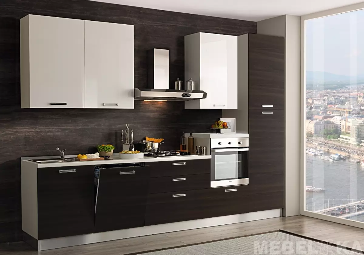 Dapur Wenge (75 foto): Wenge Headset Dapur dengan Putih dan Beige, Contoh Desain Interior dengan Dapur Sudut Dalam Wenge 21154_20