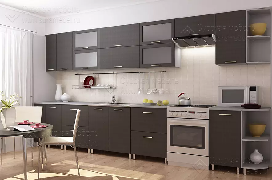 Kitchens Wenge（75张照片）：厨房耳机与白色和米色，室内设计例子与角落厨房的厨房 21154_22
