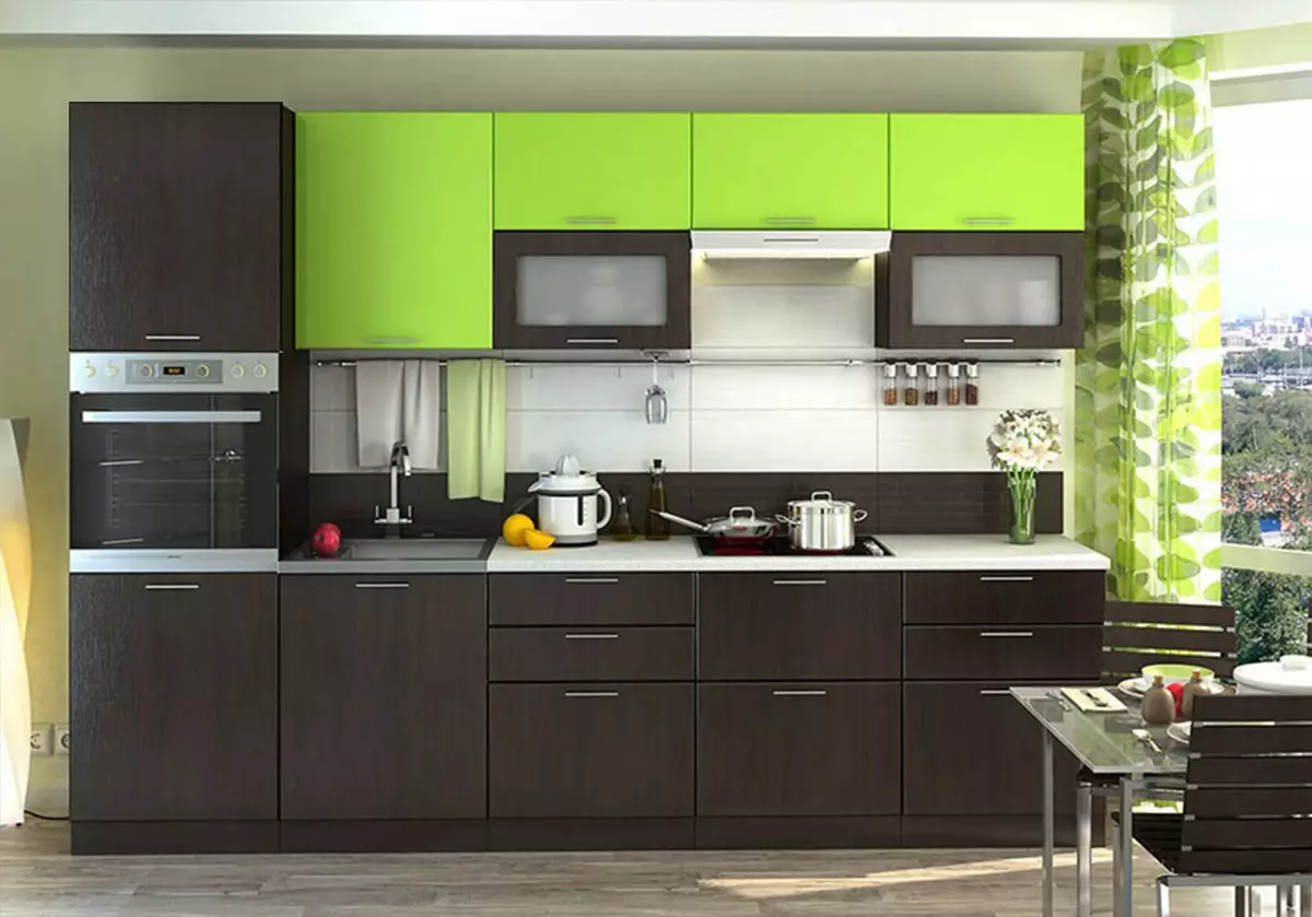 آشپزخانه Wenge (75 عکس): هدست آشپزخانه با سفید و بژ، نمونه های طراحی داخلی با یک آشپزخانه گوشه ای در Wenge 21154_39