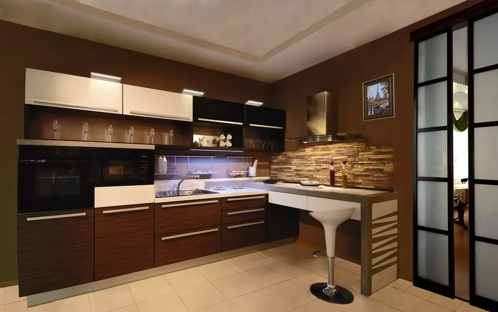 किचन वेन्स (75 फोटो): स्वयंपाकघर हेडसेट पांढरा आणि बेज, इंटीरियर डिझाइन उदाहरणे वॅंगरच्या कोपऱ्याच्या स्वयंपाकघरासह 21154_71
