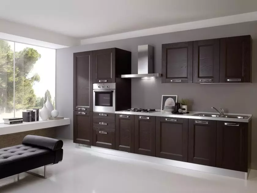 آشپزخانه Wenge (75 عکس): هدست آشپزخانه با سفید و بژ، نمونه های طراحی داخلی با یک آشپزخانه گوشه ای در Wenge 21154_72