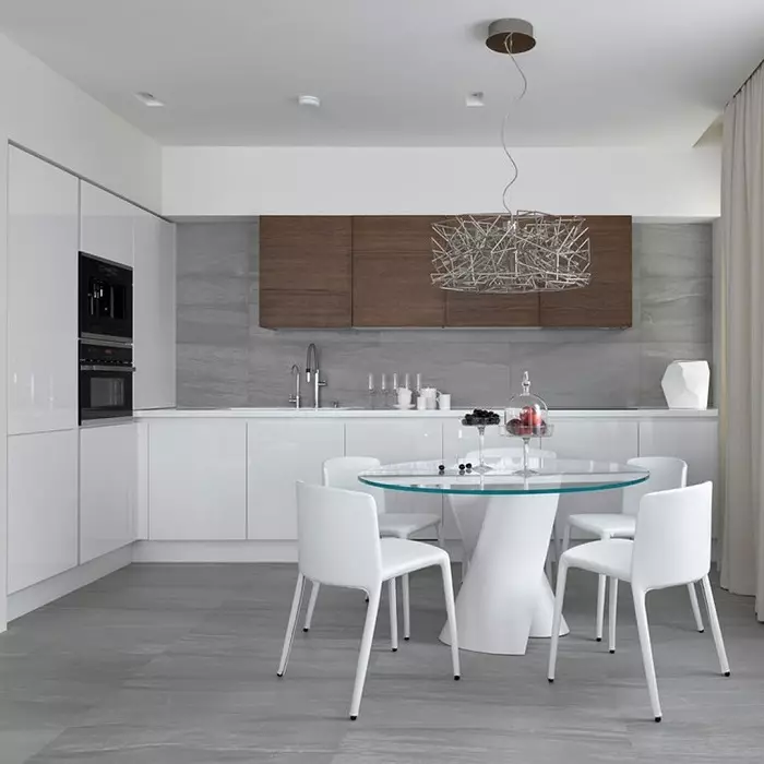 Vidaus virtuvės 9 kvadratiniai metrai. m modernaus stiliaus (52 nuotraukos): dizaino funkcijos, įdomios idėjos 21155_32