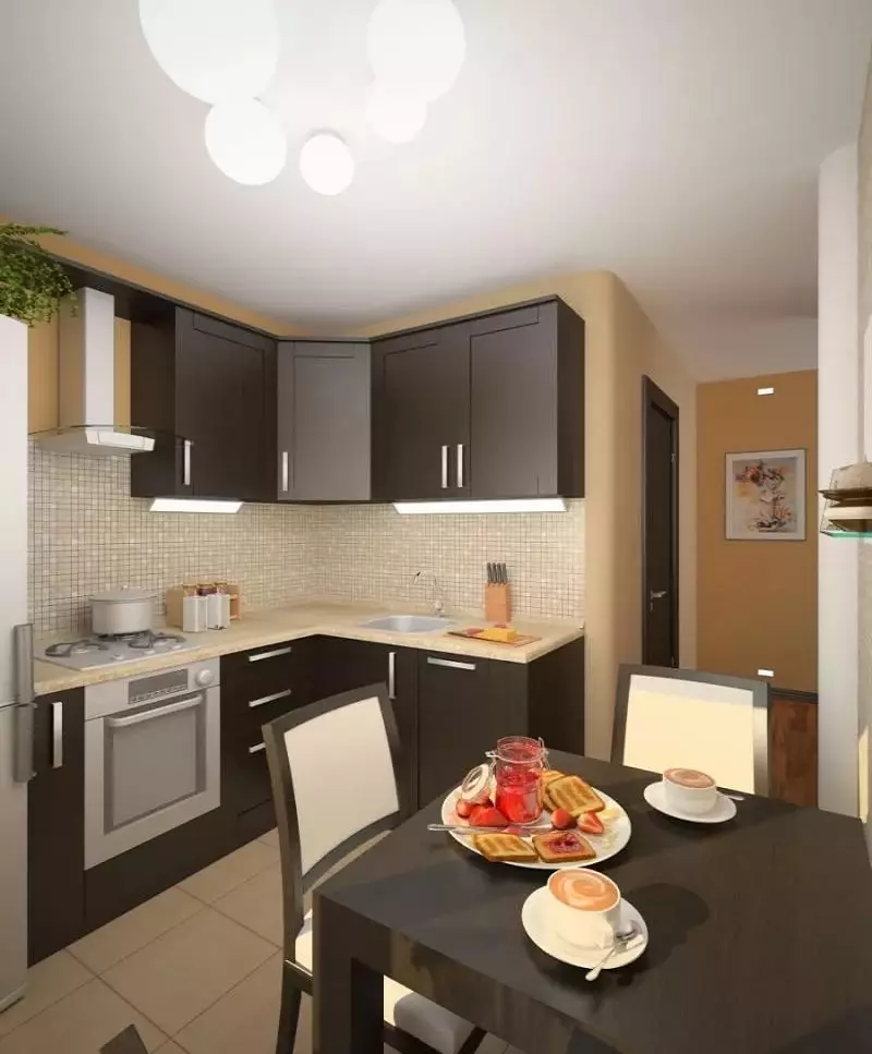 Interiør køkken 9 kvadratmeter. m i moderne stil (52 billeder): Design funktioner, interessante ideer 21155_4
