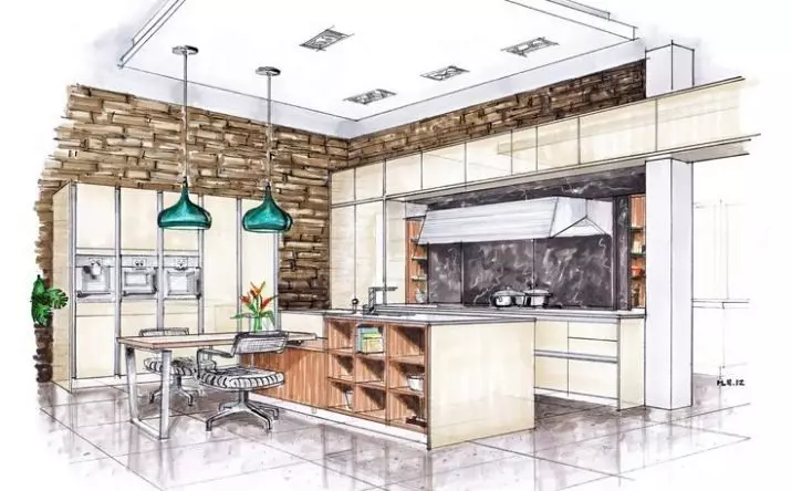 Cociña do estilo Loft (99 fotos): cociña de canto en deseño de interiores, cociña branca e gris, cociñas modulares no apartamento, cortinas e lámpadas axeitadas 21160_26