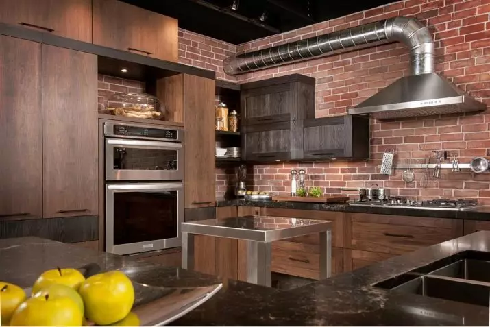 Cociña do estilo Loft (99 fotos): cociña de canto en deseño de interiores, cociña branca e gris, cociñas modulares no apartamento, cortinas e lámpadas axeitadas 21160_93