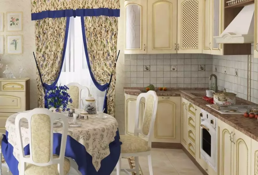 Provence Kuzhina (130 foto): Dizajni i brendshëm i kuzhinës së bardhë, kufje kuzhine në stilin e ullirit. Si të organizoni muret? Si të dekoroni dhomën me lule dhe piktura? 21162_105