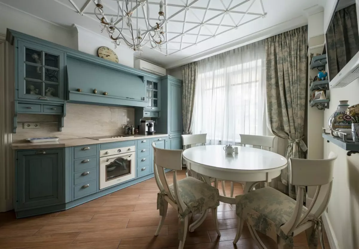 Cocina Provence (130 fotos): diseño interior de cocina blanca, auriculares de cocina en estilo de olivo. ¿Cómo arreglar las paredes? ¿Cómo decorar la habitación con flores y pinturas? 21162_106