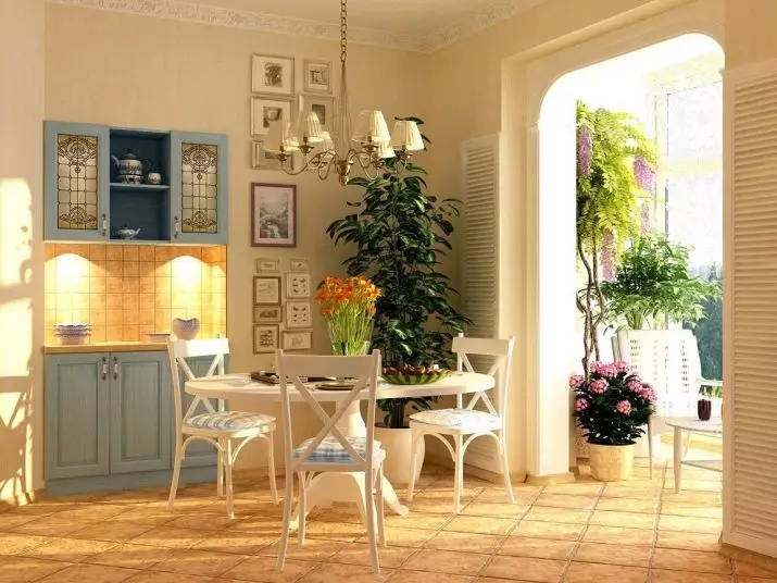 Provansu virtuve (130 fotogrāfijas): balta virtuves interjera dizains, virtuves austiņas olīvu stilā. Kā sakārtot sienas? Kā izrotāt istabu ar ziediem un gleznām? 21162_110