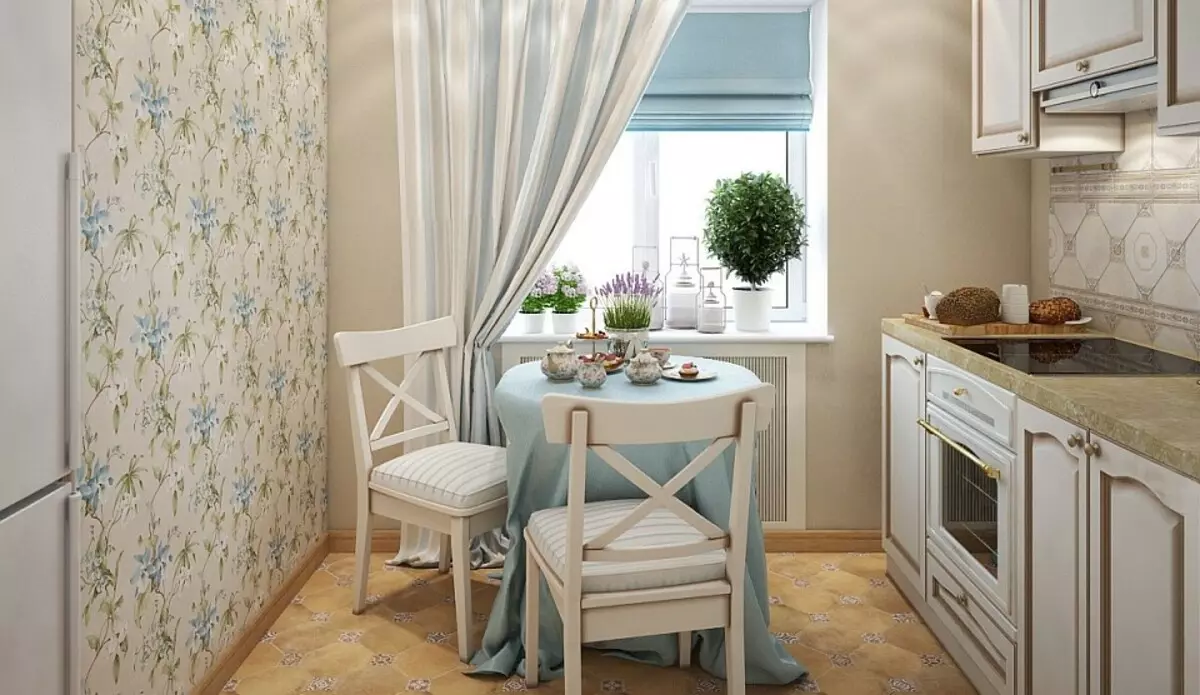 Provence Keittiö (130 kuvaa): Valkoinen keittiö sisustus, keittiön kuulokkeet oliivityylillä. Kuinka järjestää seinät? Kuinka koristella huone kukkia ja maalauksia? 21162_111