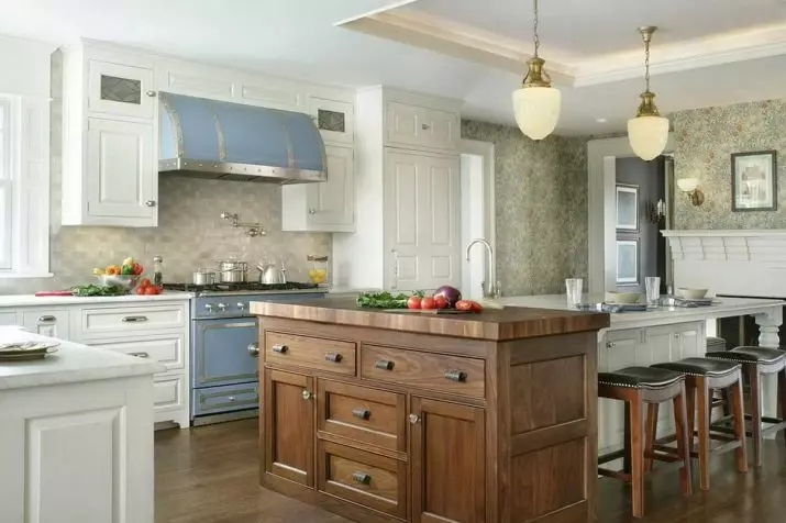 Cocina de Provence (130 fotos): Deseño de interiores de cociña branca, auriculares de cociña en estilo de oliva. Como organizar as paredes? Como decorar a sala con flores e pinturas? 21162_2