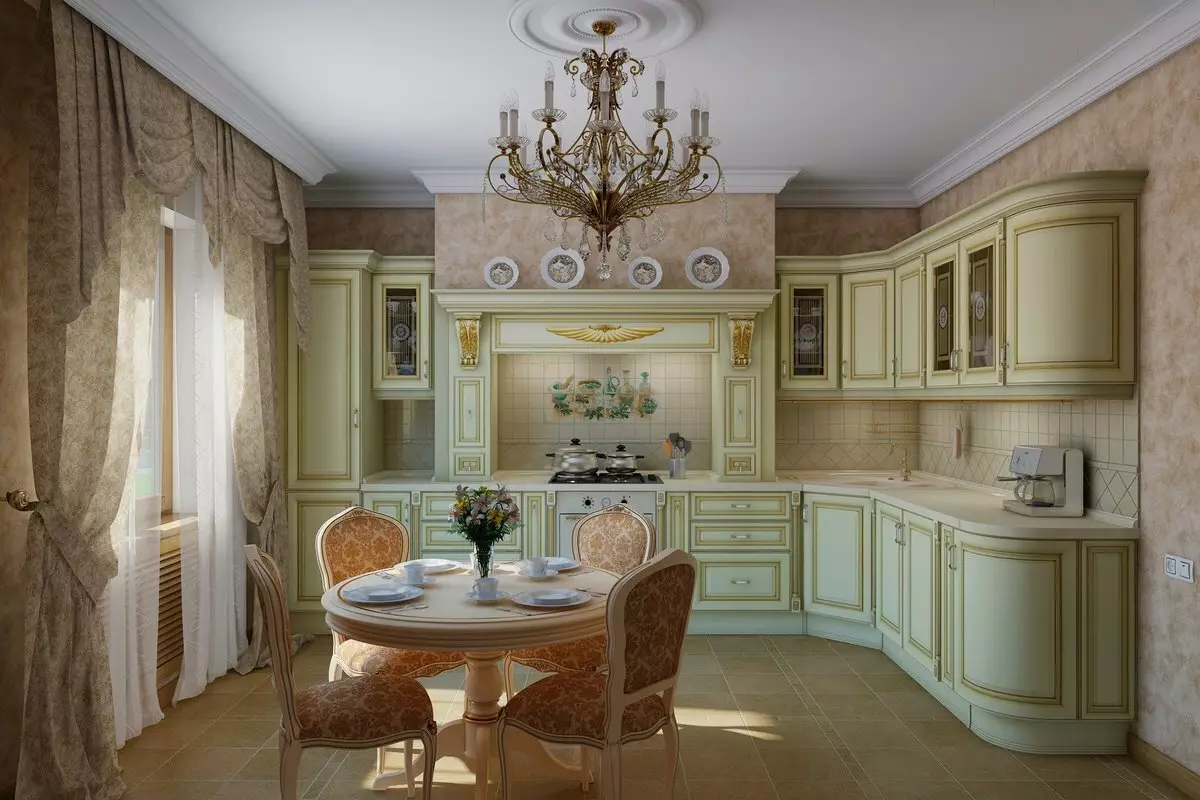 Provence Küche (130 Fotos): Weiße Küche Interior Design, Küchenhopset im Olivenstil. Wie arrangiere ich die Wände? Wie dekorieren Sie den Raum mit Blumen und Gemälden? 21162_23