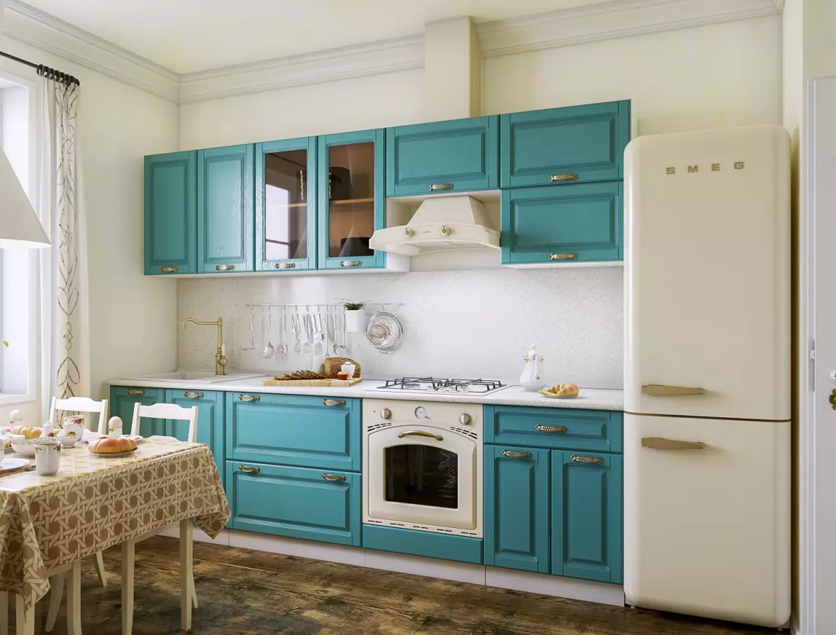 普羅旺斯廚房（130張照片）：白色廚房室內設計，橄欖色的廚房耳機。如何安排牆壁？如何用鮮花和繪畫裝飾房間？ 21162_35