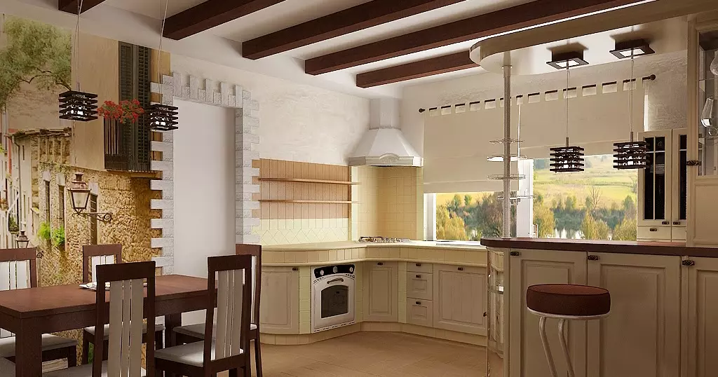 Provence cozinha (130 fotos): design de interiores cozinha branco, fone de ouvido de cozinha em estilo de oliveira. Como organizar as paredes? Como decorar a sala com flores e pinturas? 21162_69