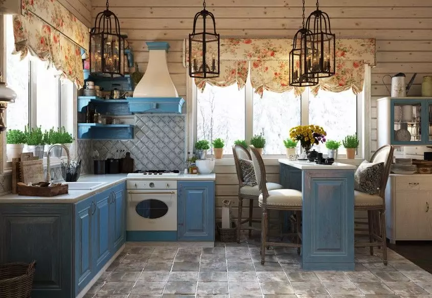 普羅旺斯廚房（130張照片）：白色廚房室內設計，橄欖色的廚房耳機。如何安排牆壁？如何用鮮花和繪畫裝飾房間？ 21162_88
