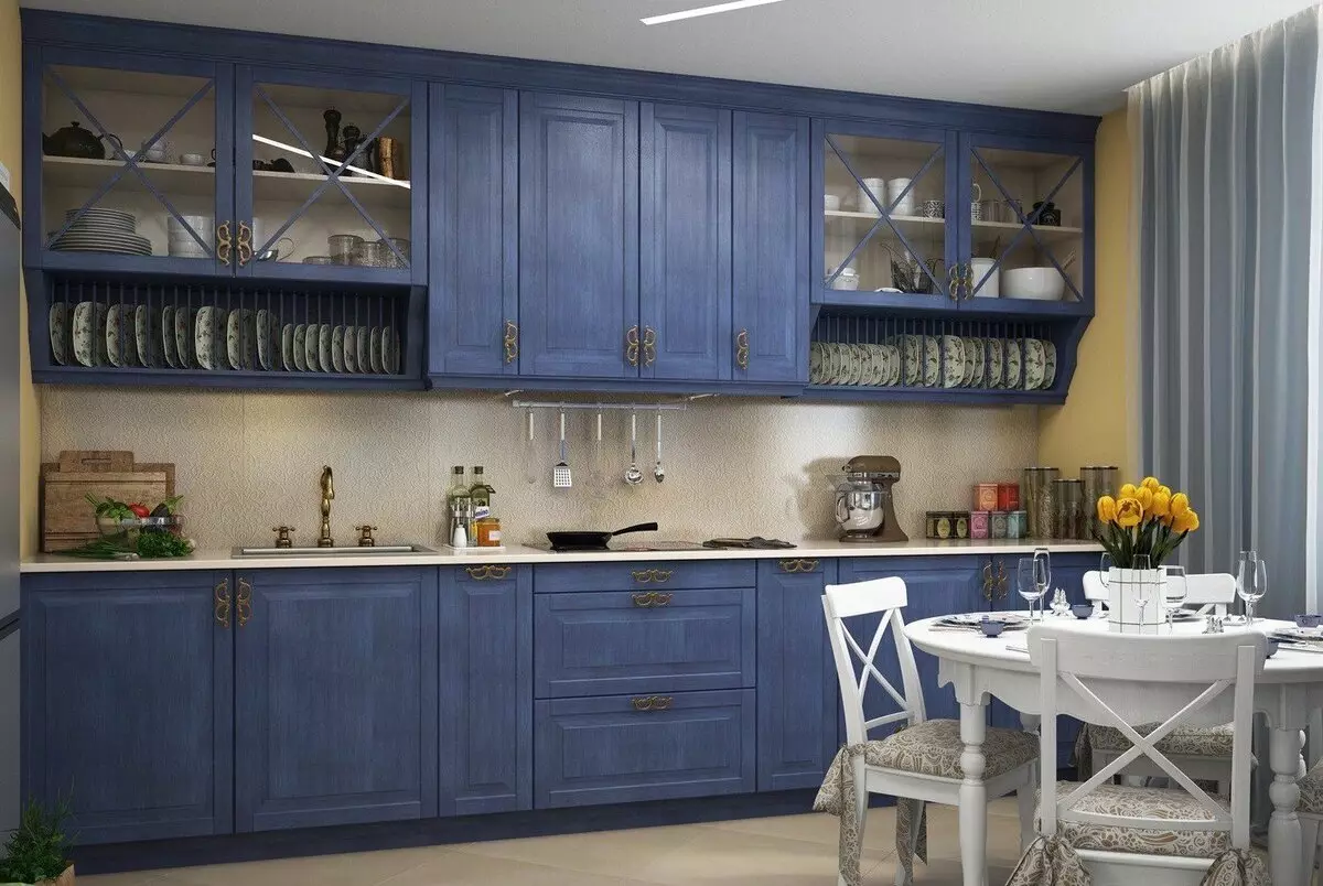 Cocina Provence (130 fotos): diseño interior de cocina blanca, auriculares de cocina en estilo de olivo. ¿Cómo arreglar las paredes? ¿Cómo decorar la habitación con flores y pinturas? 21162_89
