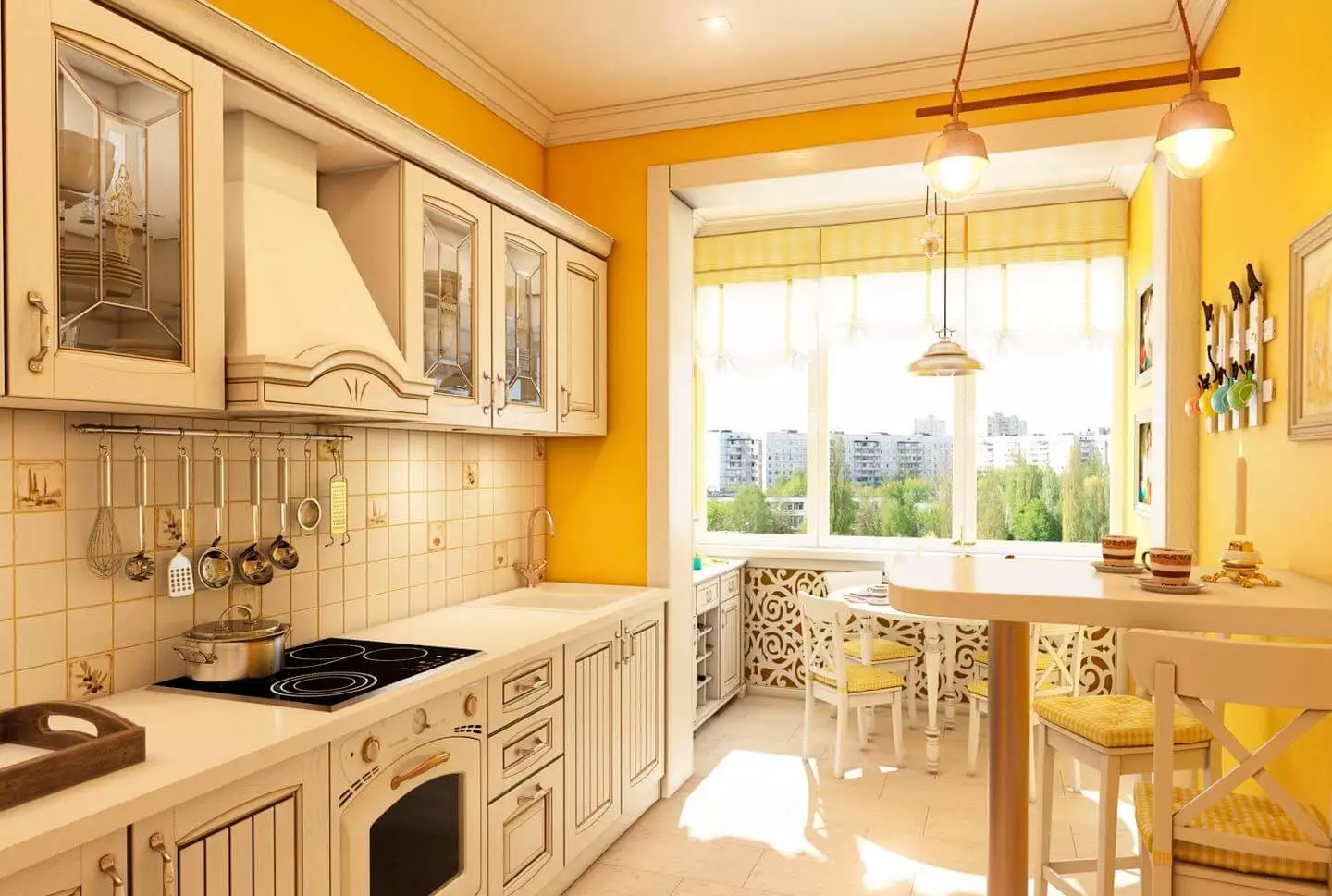 Кухиња Провенце (130 фотографија): Дизајн ентеријера белих кухиња, кухињске слушалице у стилу маслина. Како договорити зидове? Како украсити собу са цвећем и сликама? 21162_9