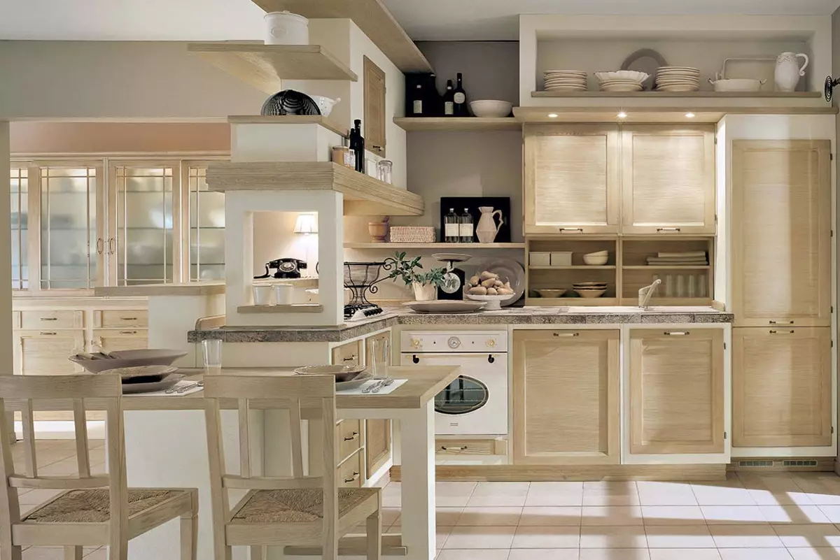 Provence'i köök (130 fotot): valge köögi sisekujundus, köögi peakomplekt oliivi stiilis. Kuidas korraldada seinad? Kuidas kaunistada ruumi lillede ja maalidega? 21162_90