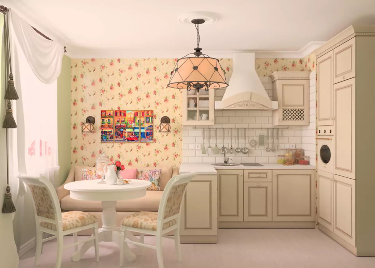 Provence Kök (130 Bilder): Vit Kök Inredning, Kökshus i Olive Style. Hur man arrangerar väggarna? Hur man dekorerar rummet med blommor och målningar? 21162_96