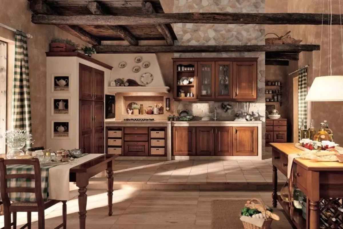 Retro-Stil Küche (55 Fotos): Küchenhochschuhe und Vorhänge im Innenraum, moderne Designoptionen 21165_27