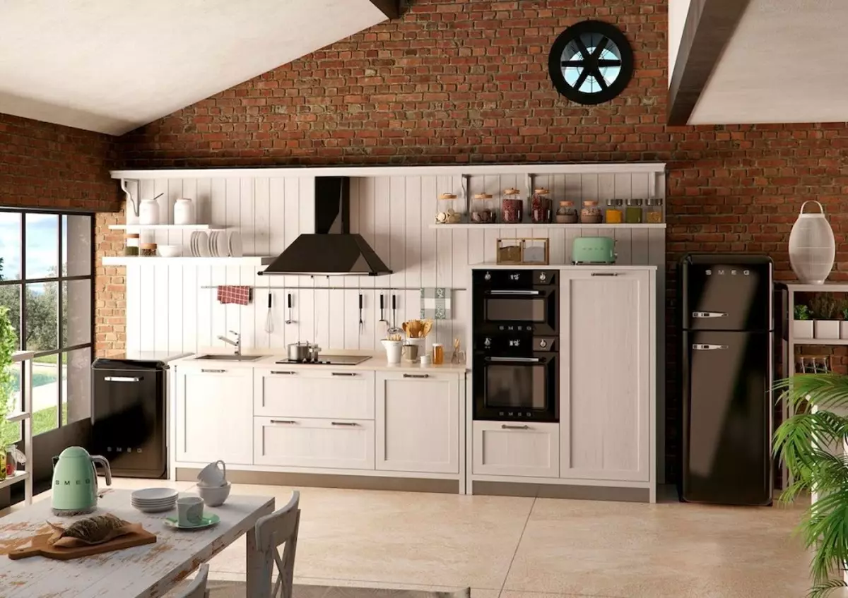 रेट्रो शैली स्वयंपाकघर (55 फोटो): रेट्रो शैली अंतर्गत, आधुनिक डिझाइन पर्यायांमध्ये किचन हेडसेट्स आणि पडदे 21165_33